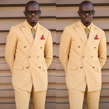 Kahki Men's Suits Peak Lapel Formal Wedding Groom Tuxedos Casual Outdoor 2pcs