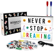 BONNYCO Cinema Light Box with 400 Letters, Symbols, Emojis, 2 Markers and USB...