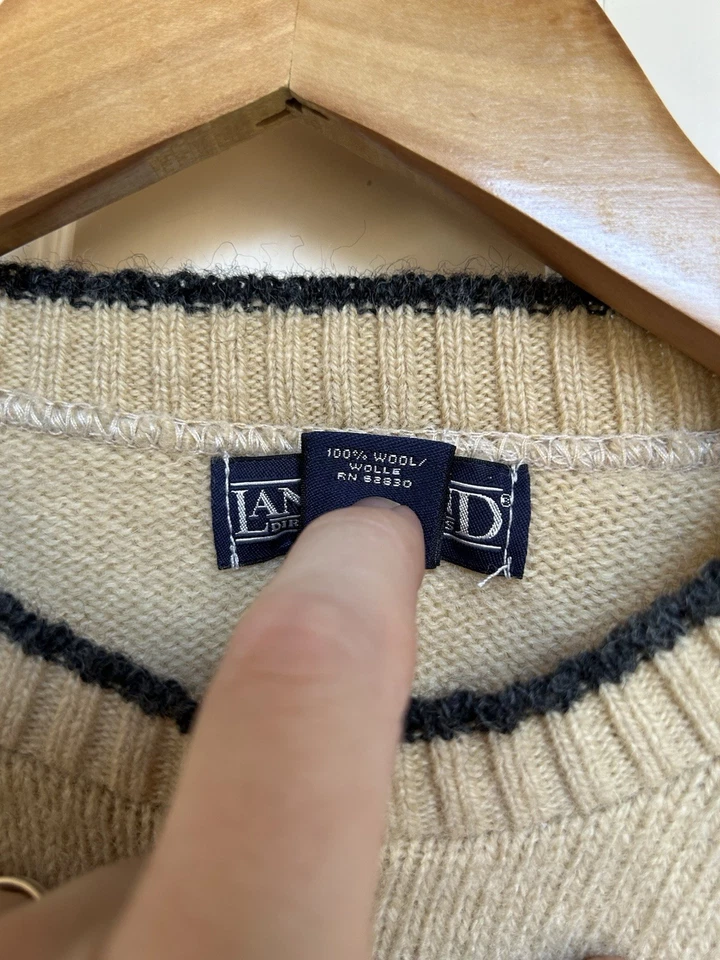 VTG Lands End Women’s Wool Sweater Cream Made In USA Small - Image 4 of 4