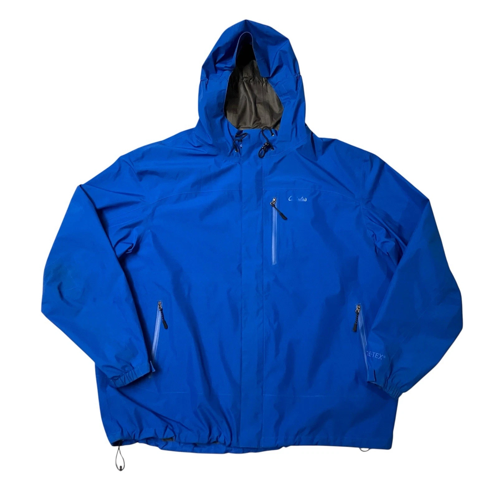 Cabelas Gore-Tex Blue Jacket Shell Mens Size 3XLT Hooded Waterproof Windbreaker