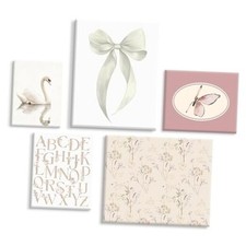 Girl Nursery Wall Art Vintage Canvas Wall Decor Baby Room Pictures Floral Swan