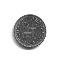 World Coins - Finland 1 Markka 1954 Coin KM# 36a