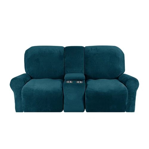 2-Sitzer Stretch Liegesofa Bezug Samt Schonbezug mit Getränkehalter Mittelkonsole - Bild 101 von 104