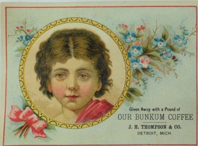 1880's Bunkum Coffee J. H. Thompson & Co. Cute Child Forget-Me-Not Flowers P80