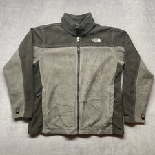 The North Face Fleece Zip Jacket Gray Black 2 Tone Mock Collar Boys XL Men S