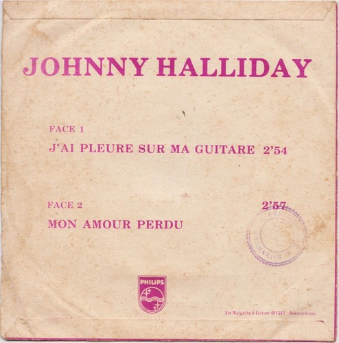 JOHNNY HALLYDAY J'AI PLEURE SUR MA GUITARE /MON AMOUR PERDU MADAGASCAR 45 SINGLE - Imagen 2 de 4