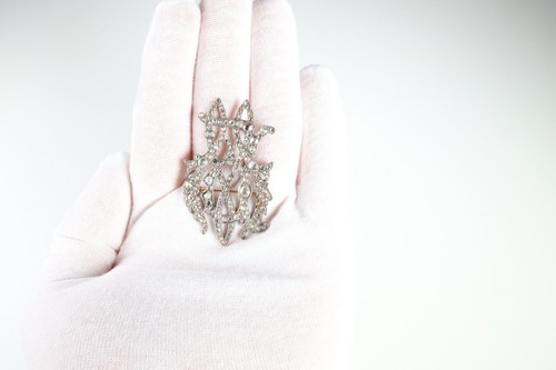 18k Gold Victorian Era Diamond Brooch, 3ctw, 11.44 Grams, Jewelry Diamonds Gems - Picture 4 of 5