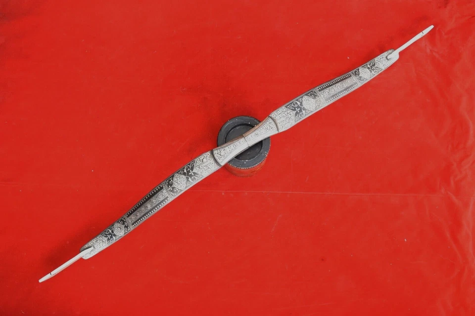 Otomana islámica mogol de colección arco damascenado plateado arco todo acero tiro con arco Foto 3 de 4