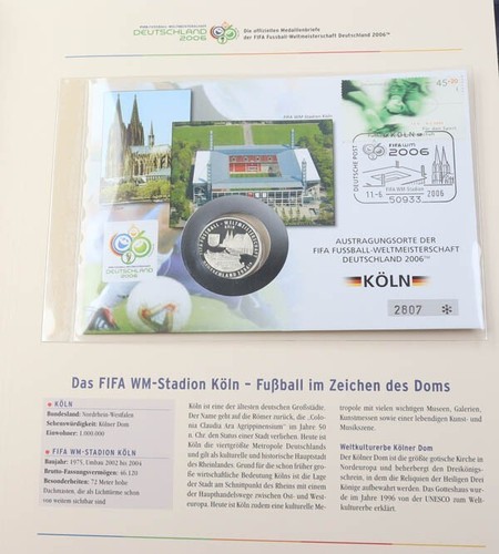 Fußball WM 2006 Sammlung Numisbriefe incl. seltener Goldmedaille in 2 Alben - Bild 21 von 22