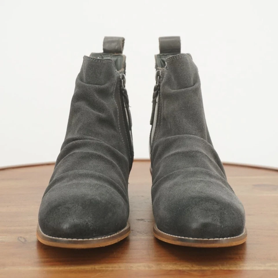 Softwalk женщин Rockford ботильоны собранными в Рюш серый кожаный блок каблук молнии 9 М - Изображение 3 из 4