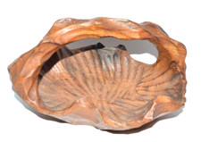 Vtg Hand Carved Bowl Basket Burl Wood Basket 7" Natural Wood Grain
