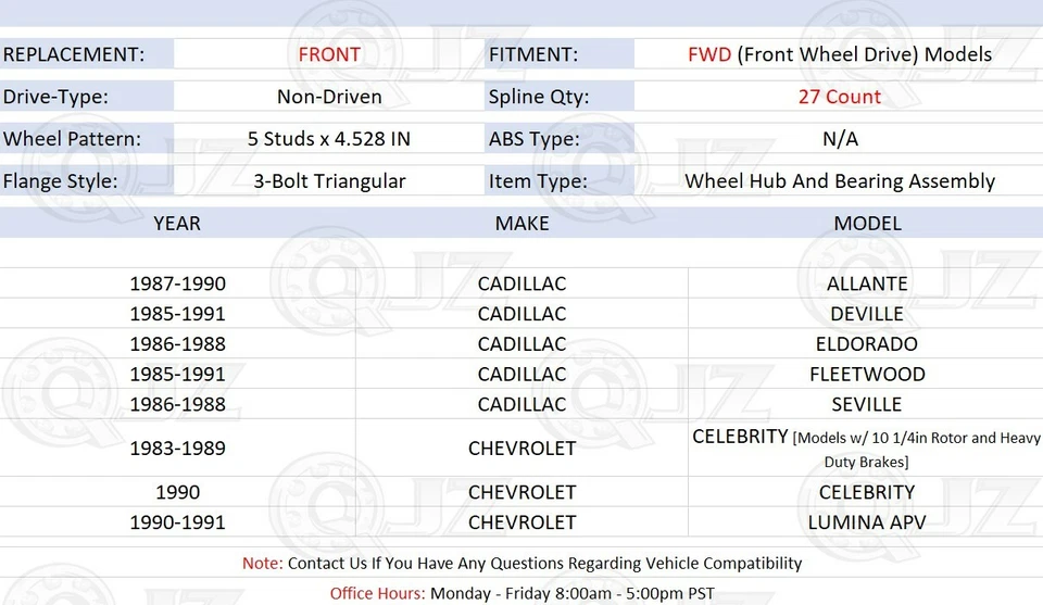 [FRONT(Qty.1)] Wheel Hub and Bearing Assembly for 1986-1988 Cadillac Seville FWD - Image 2 of 4