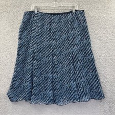 Vtg Sag Harbor Pleated Midi Skirt Geometric Chiffon Retro 90's Y2K Blue Women 18