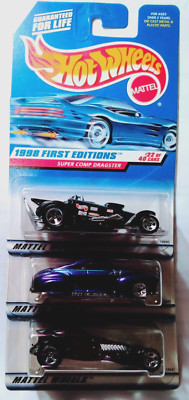 LOT of 3 Hot Wheels 1998 f.e.'s SUPER COMP Dragster, TAIL Dragger & SWEET 16 New