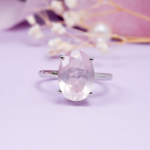 Rose Quartz Ring, 925 Silver Sterling, Gemstone Ring, Handmade All Size Ring - Picture 10 of 12