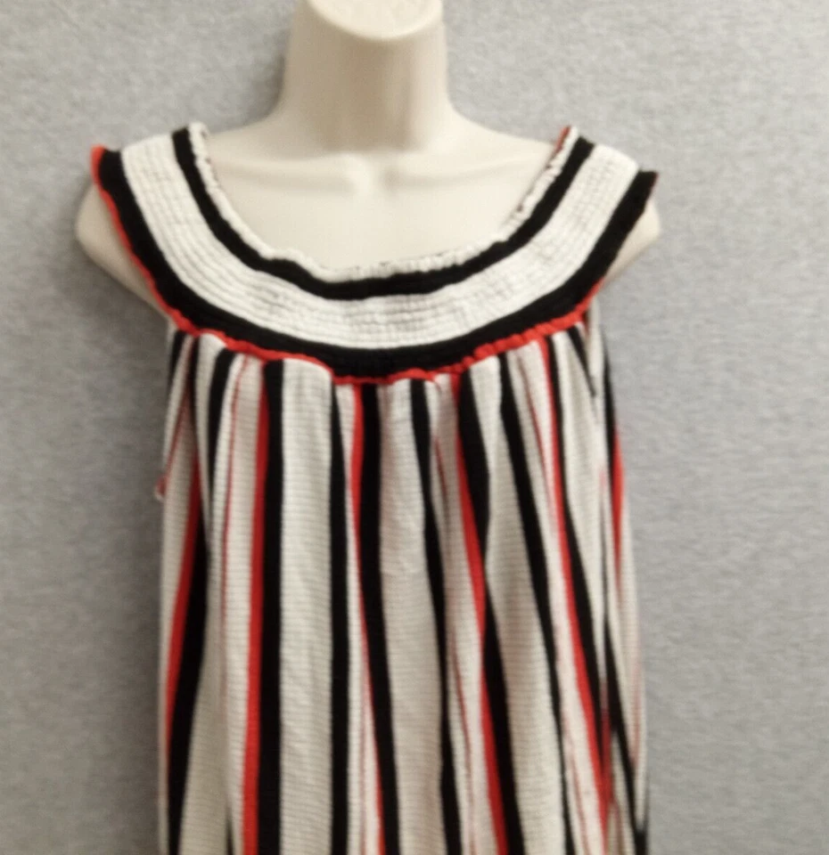 Camisa Blusa Top Cato Mujer X Grande Roja Blanca Rayas Informal Fluida Suelta Foto 3 de 4