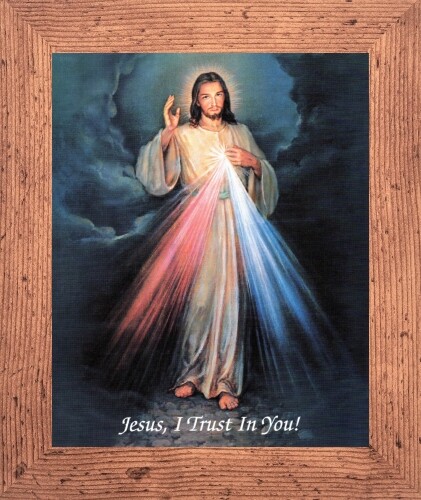 DIVINE MERCY OF JESUS - ROMAN CATHOLIC CHRISTIAN FRAMED PICTURE 3 FRAME COLOURS - Afbeelding 2 van 6