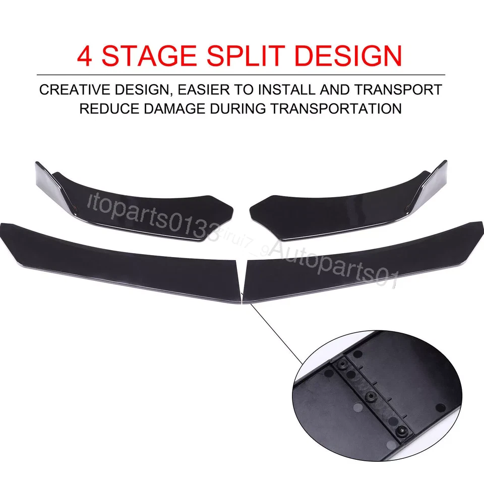 For Jaguar XE XF XJ Front & Rear Bumper Lip Splitter Side Skirts Strut Rods Foto 4 de 4