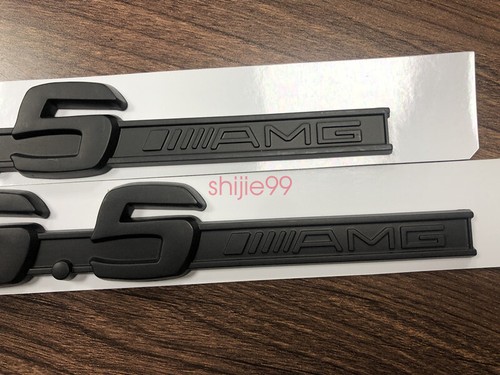 2× Matte Black MERCEDES BENZ 5.5 AMG BADGE SIDE WING CL55 S55 ML55 SL55 SLK55 - Picture 5 of 5