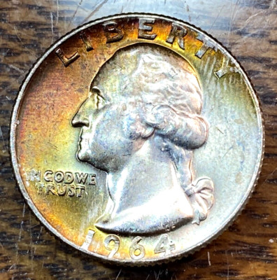 1964-D Washington Quarter Gem+ BU Super Vibrant Original Toning CHRC