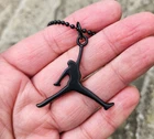 BLACK METAL JORDAN JUMPING MAN SYMBOL NECKLACE PENDANT 11" CHAIN UK SELLER
