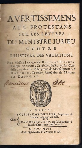 AVERTISSEMENS aux PROTESTANS Lettres de JURIEU par Jacques Benigne BOSSUET 1717 - Picture 3 of 12