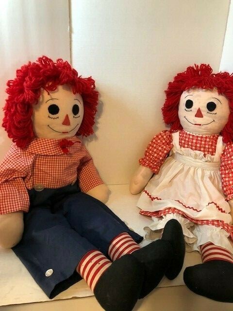 Pair of Raggedy Ann and Andy Dolls 36 inches Tall Vintage | eBay