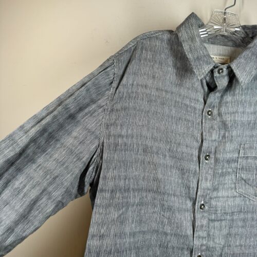 Rag & Bone Shirt Mens Sz XL Button Up LS Tailored Workwear Grainstripe **FLAW** - Picture 6 of 15