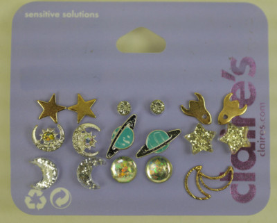 Claire's UFO Star Space Stud Earrings - 9 Pack (G131424-1 LOC. D)
