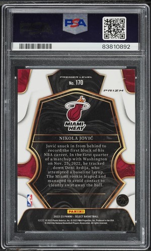 2022 Select Premier Zebra Nikola Jovic RC ROOKIE #170 PSA 10 GEM OTTIME CONDIZIONI - Foto 2 di 2