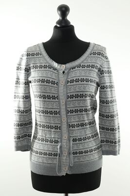 Jackpot Damen Cardigan Strickjacke S grau Rundhals leicht ¾ Ärmel Baumwolle