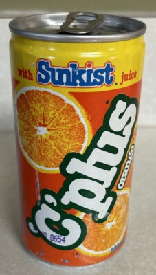 Vintage SUNKIST 'C' PLUS 280ml. Orange Empty Pull Tab Aluminum