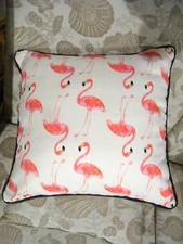 NEW FLAMINGO DECORATIVE PILLOW, BED, COUCH 15" X 16" BACK:H ME FLA, FLAMINGO