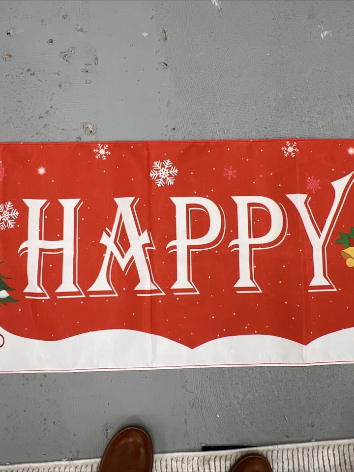 Happy Holidays Banner 97 X 18” Plastic 4 Corner Ties Outdoor/Indoor Very Good - Image 4 of 4