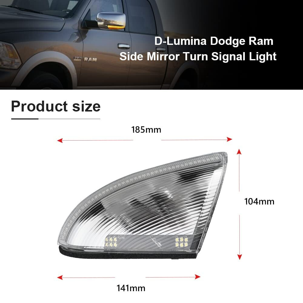 Sequential LED Mirror Turn Signal Puddle Light For 09-2022 Dodge