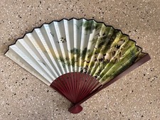 Beautiful Vintage Chinese People's Republic of China Folding Fan 1980's Cranes