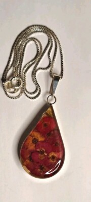 Großer Mohnanhänger kreischender violetter Sterlingsilber & Sterlingsilberkette
