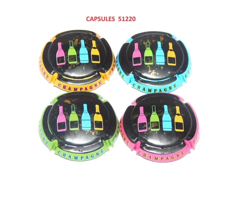 GENERIQUE Champagne Capsule Set of 4 (Multicolored Bottles)
