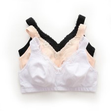 UK Ladies Wireless Plus Size Bra Full Coverage Comfort Cotton Bra Non Padded