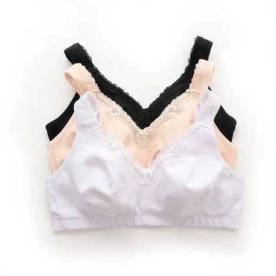 UK Ladies Wireless Plus Size Bra Full Coverage Comfort Cotton Bra Non Padded