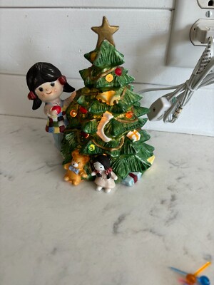 Vtg Gentle Treasures Flambro 1978 Lighted Ceramic 6'' Christmas Tree