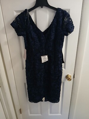 JS Collection Sheath Dress Womens 10 Navy Embroidered Floral 866899 G26-56
