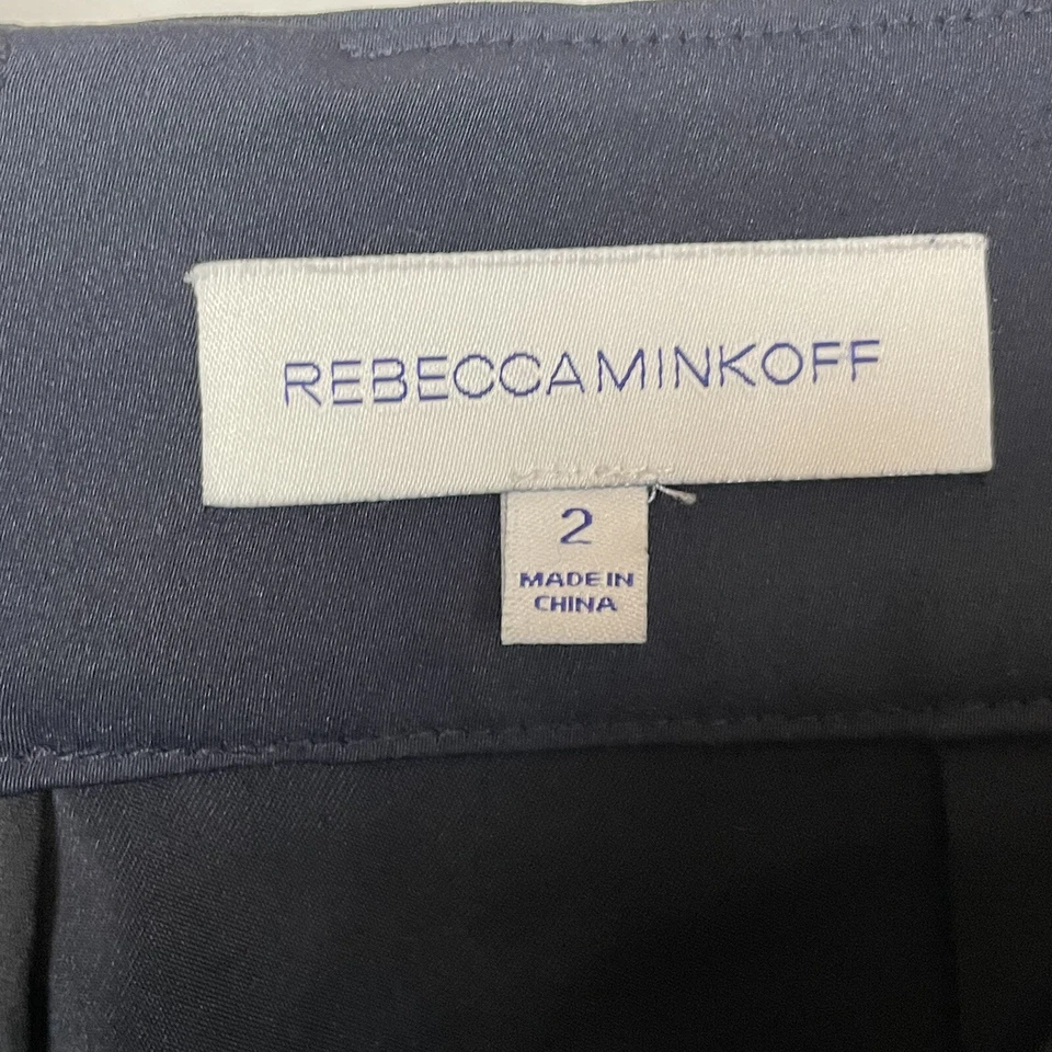 Pantalón Rebecca Minkoff Talla 2 Azul Pierna Ancha Recortado Detalle Ojal Foto 4 de 4
