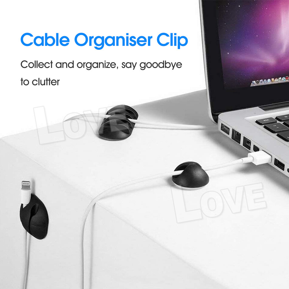 Cable Wire Clips Tidy Cord Lead Organiser USB Charger Holder Adhesive