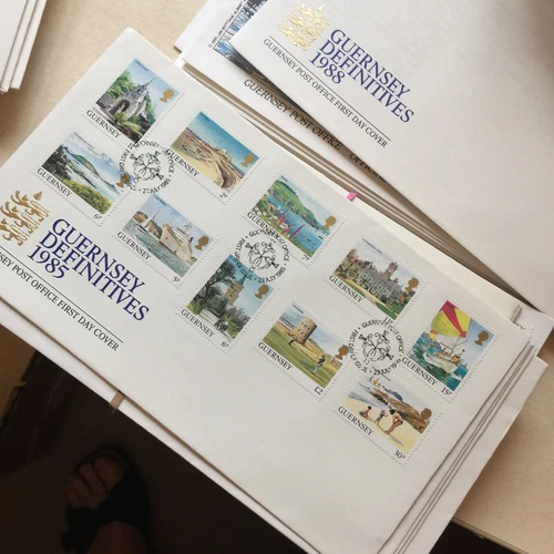 GUERNSEY FDC 1985 FIRST DAY COVER DEFINITIVES 1p to £2