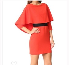 Alice + Olivia Cairo Cape Sheath Mini Dress Holiday Christmas Red Size 0