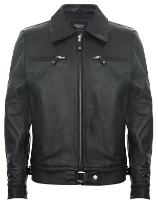 Herren Smart Schwarz 100% Leder Jacke Klassisch Stylisch Bikerjacke 