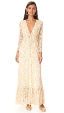 Ganni Yellow Floral Embroidered Flynn Lace Dress, Size 4 | 36