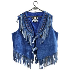 Women  Girl Western Cowgirl Vintage Suede Leather Wear Vest, Gift For Her