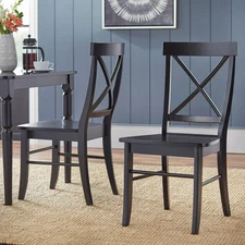 Set of 2 Albury Cross Back Dining Chairs Black - Buylateral